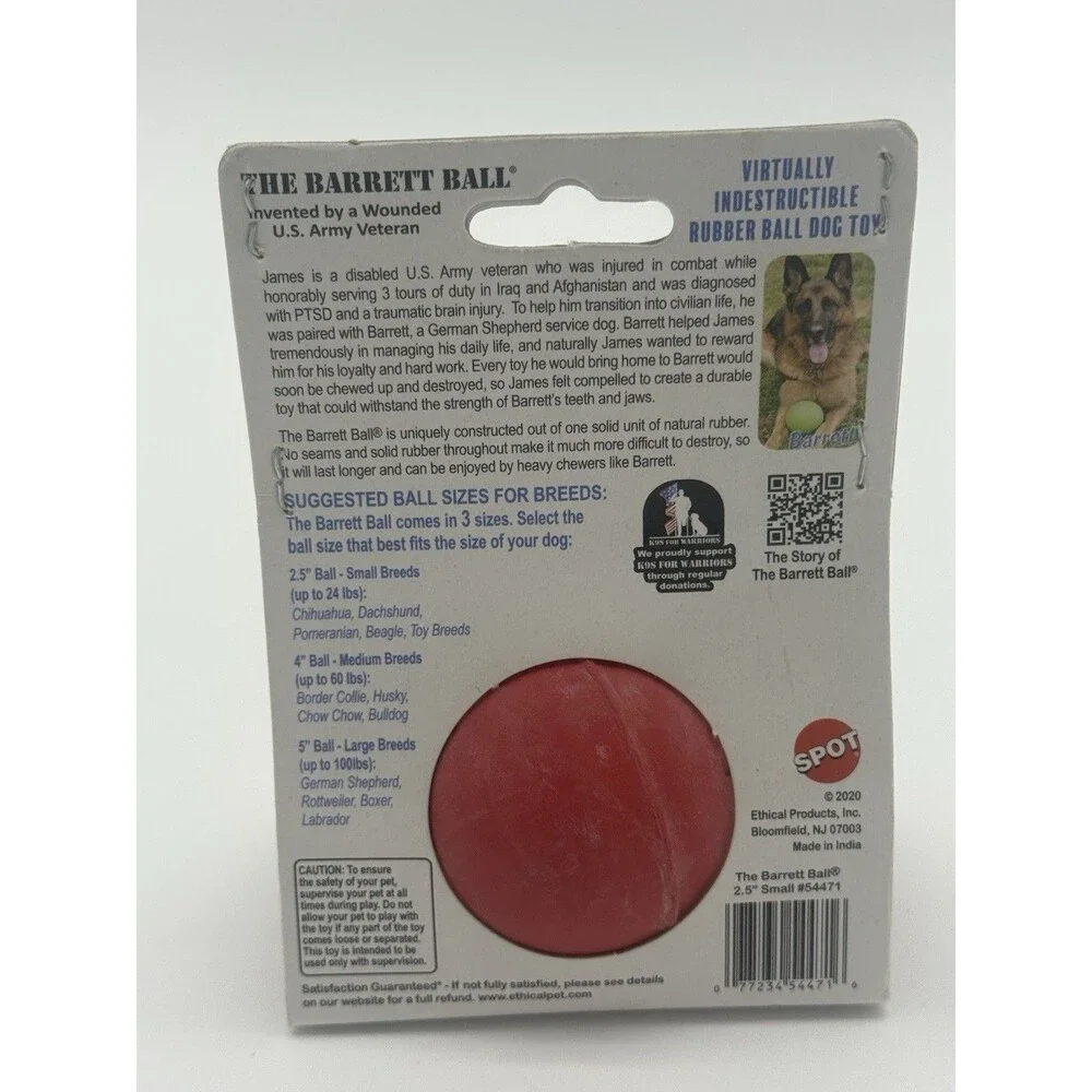 Spot The Barrett Ball Dog Toy Red, 2.5 in, Small*